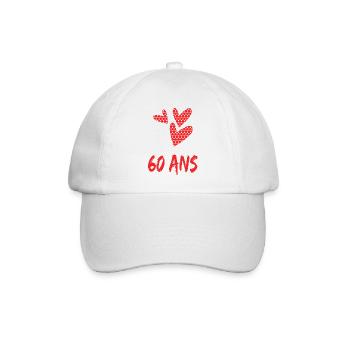 60. 60 YEARS. 60th ANNIVERSARY. 60TH BIRTHDAY. - Baseball Cap - white/white - Front