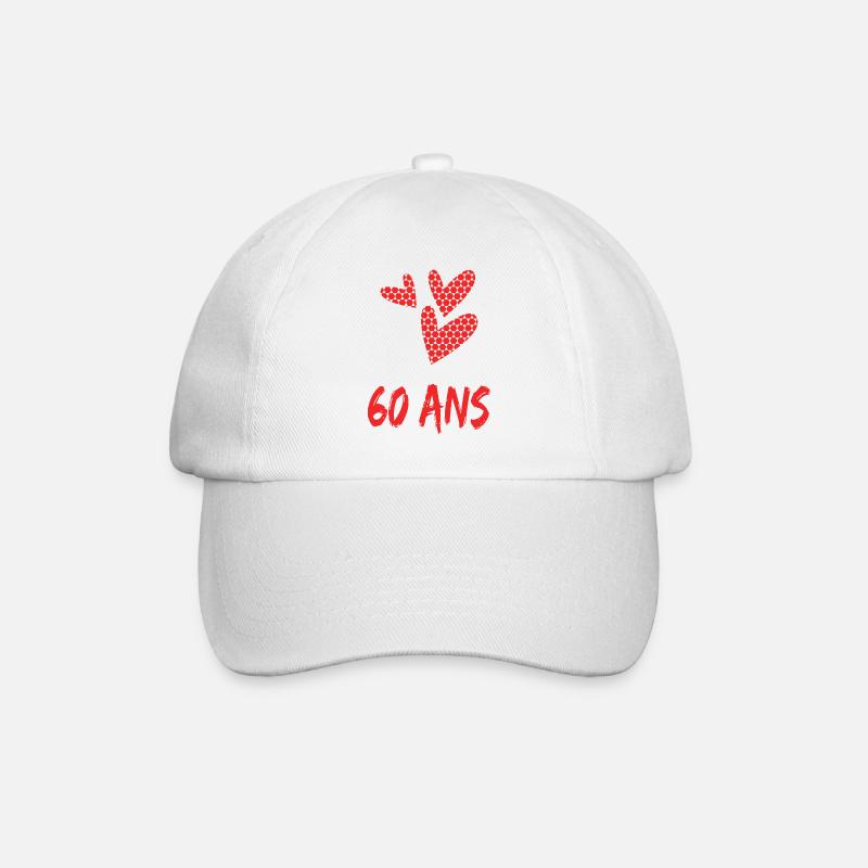 60. 60 YEARS. 60th ANNIVERSARY. 60TH BIRTHDAY. - Baseball Cap - white/white
