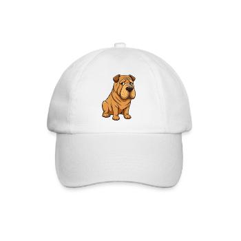 Worried Shar Pei Falten Augenbrauen-Kunstwerk - Baseballkappe - Weiß/Weiß - Vorne