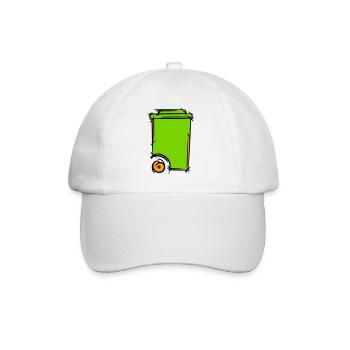 Garbage can illustration. Dustman. Waste management - Baseball Cap - white/white - Front
