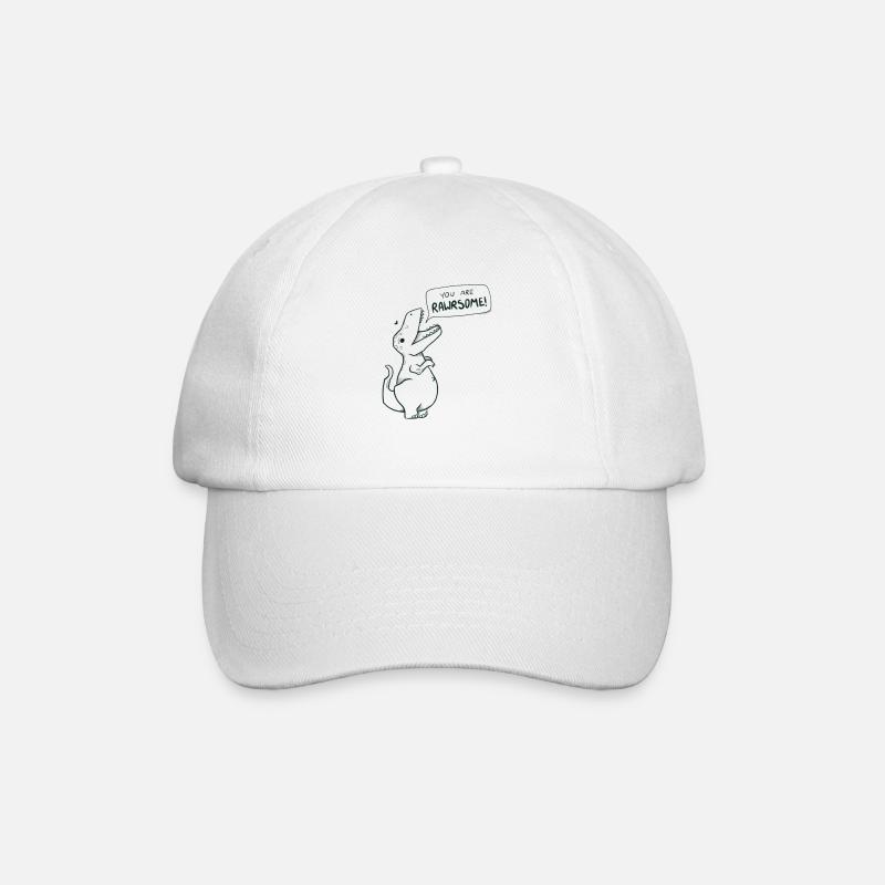Süßer Dino Spruch "You are Rawrsome" - Baseballkappe - Weiß/Weiß