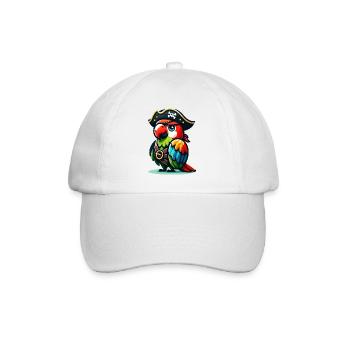Pirate Polly: Der verwegene Krächzer - Baseballkappe - Weiß/Weiß - Vorne