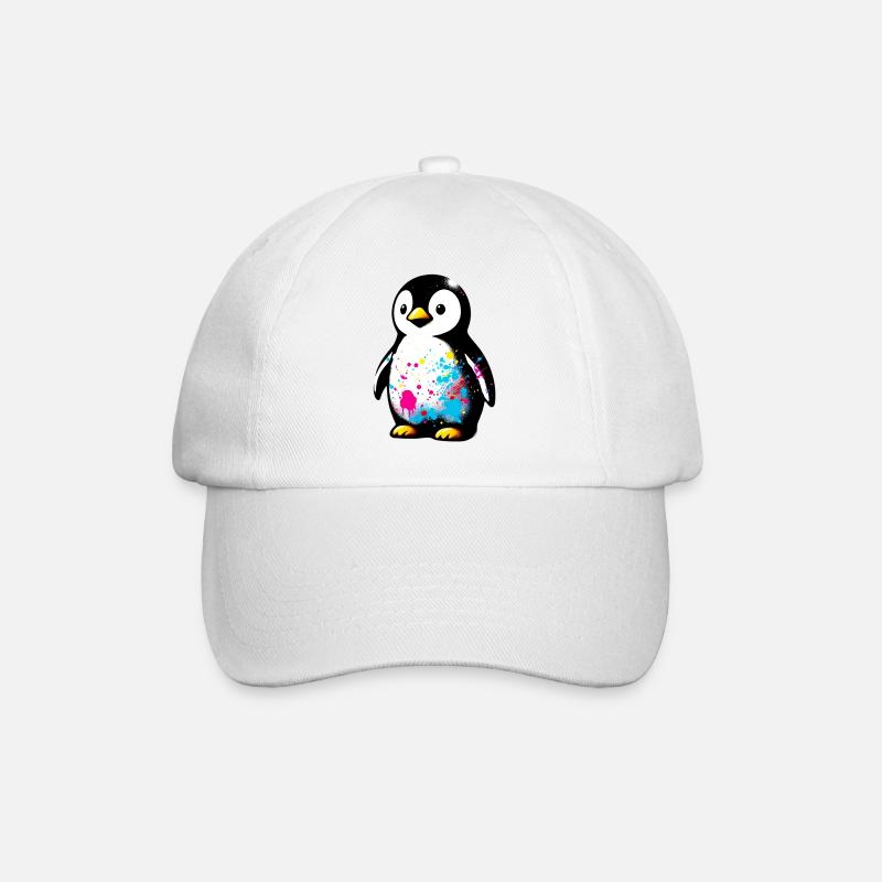 Pinguin - Baseballkappe - Weiß/Weiß