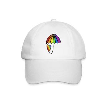 Rainbow Heart with Umbrella - Baseball Cap - white/white - Front
