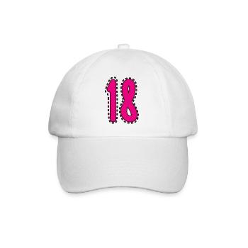 18. 18 YEARS OLD. 18th ANNIVERSARY. 18 BIRTHDAY. - Baseball Cap - white/white - Front