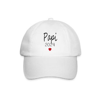 Papa - Werdender Papa 2024 - Baseballkappe - Weiß/Weiß - Vorne