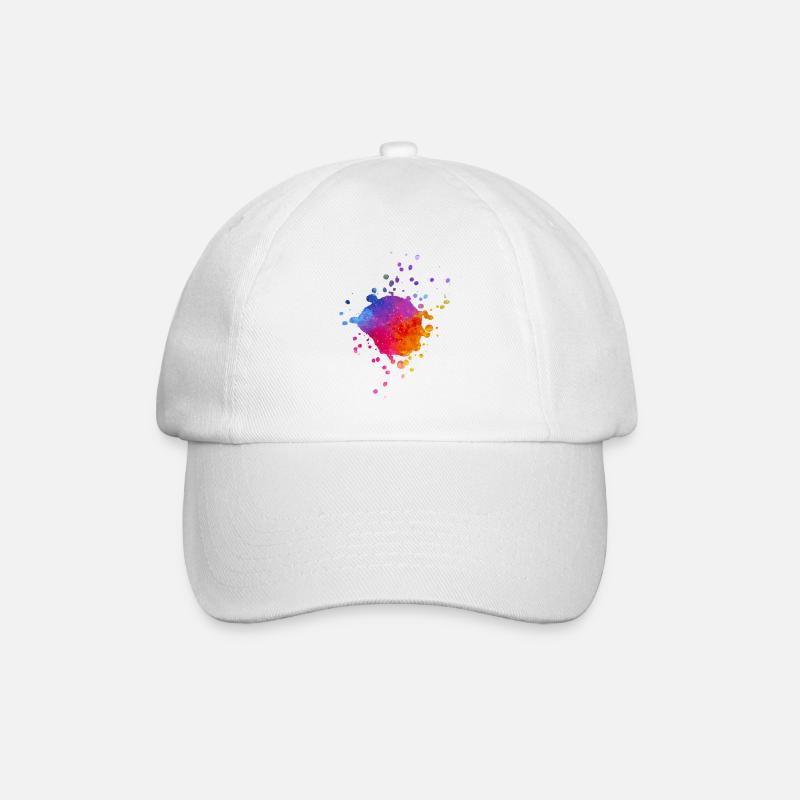 Bunte Farbspritzer - Farbverlauf Aquarell - Baseballkappe - Weiß/Weiß