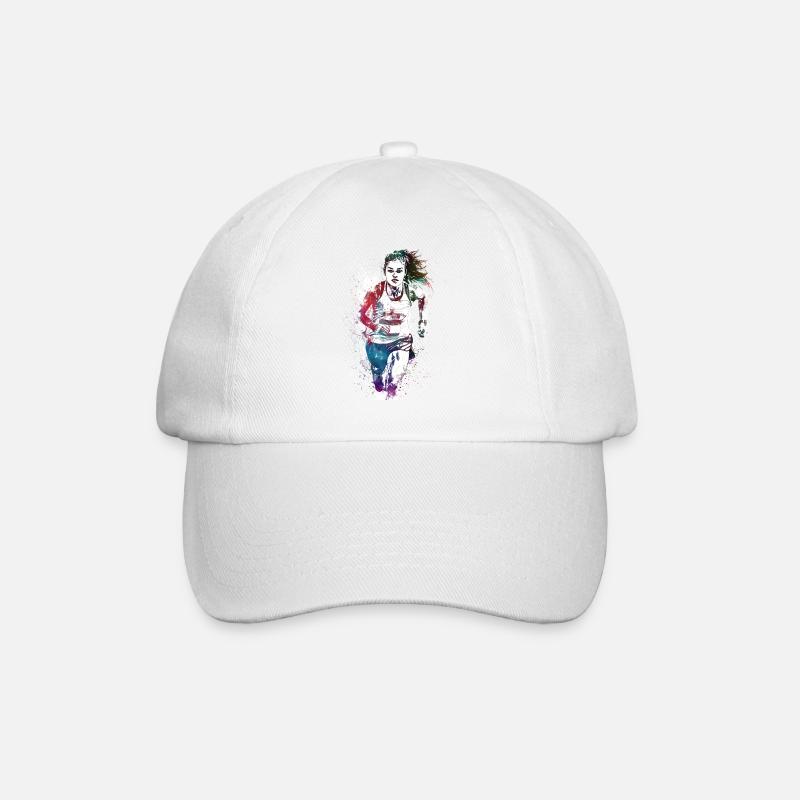 Läufer Sport Kunst #runner #sport #jogging - Baseballkappe - Weiß/Weiß