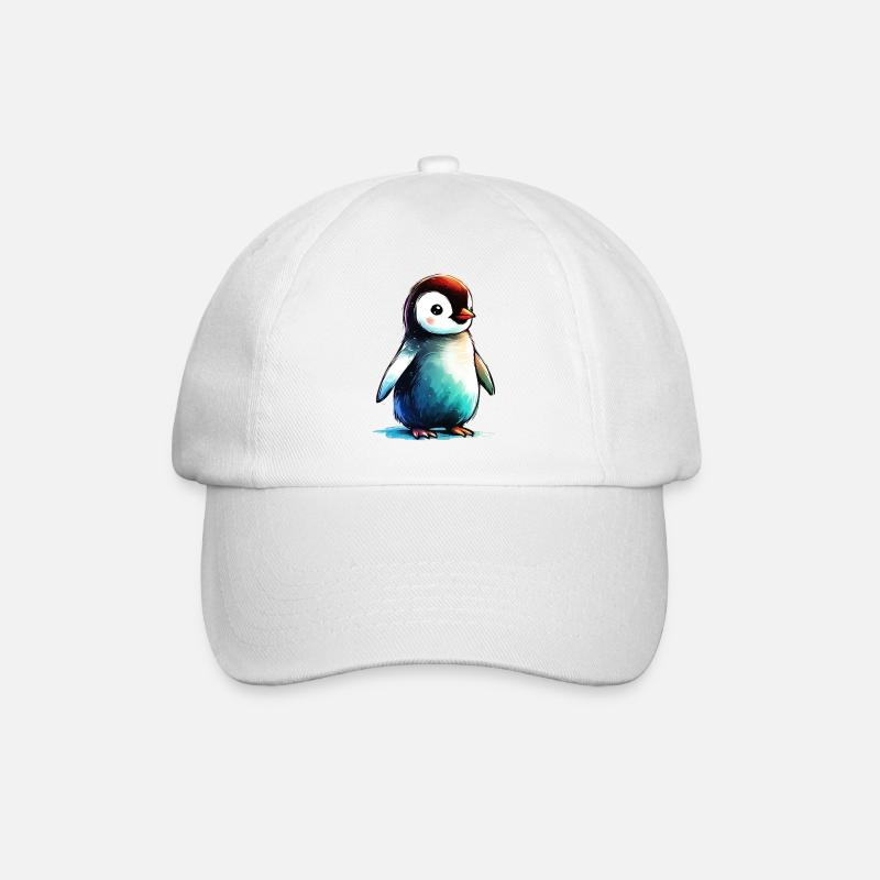 Pinguin - Baseballkappe - Weiß/Weiß