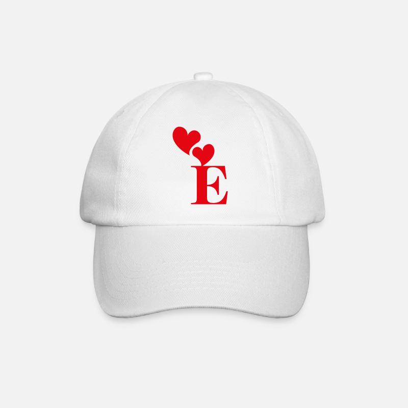 Buchstabe e rotes Herz - Baseballkappe - Weiß/Weiß