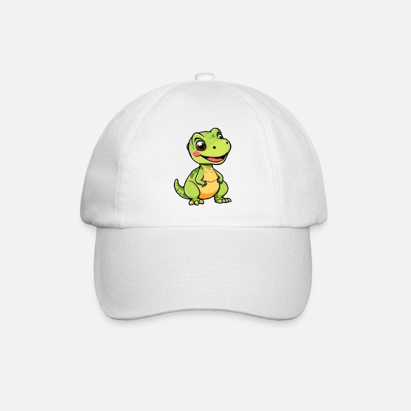 Verspielter Cartoon Dino - Baseballkappe - Weiß/Weiß
