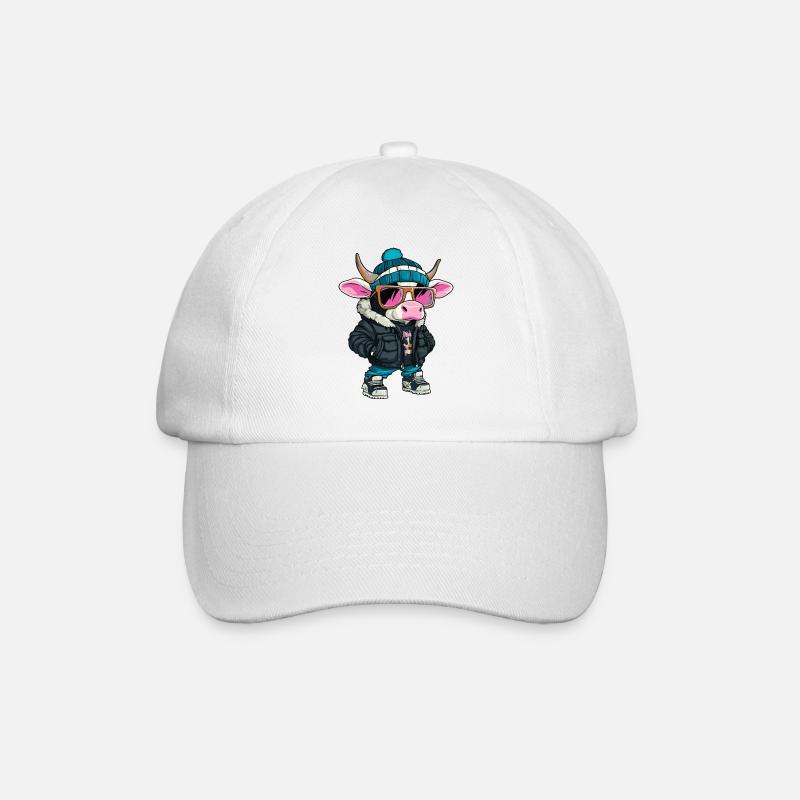 Kuh Winter - Baseballkappe - Weiß/Weiß
