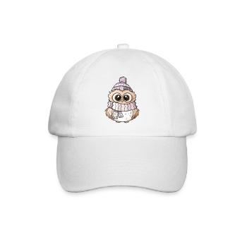 Chouette mignonne avec écharpe et chapeau à pompon. - Casquette classique - blanc/blanc - Devant