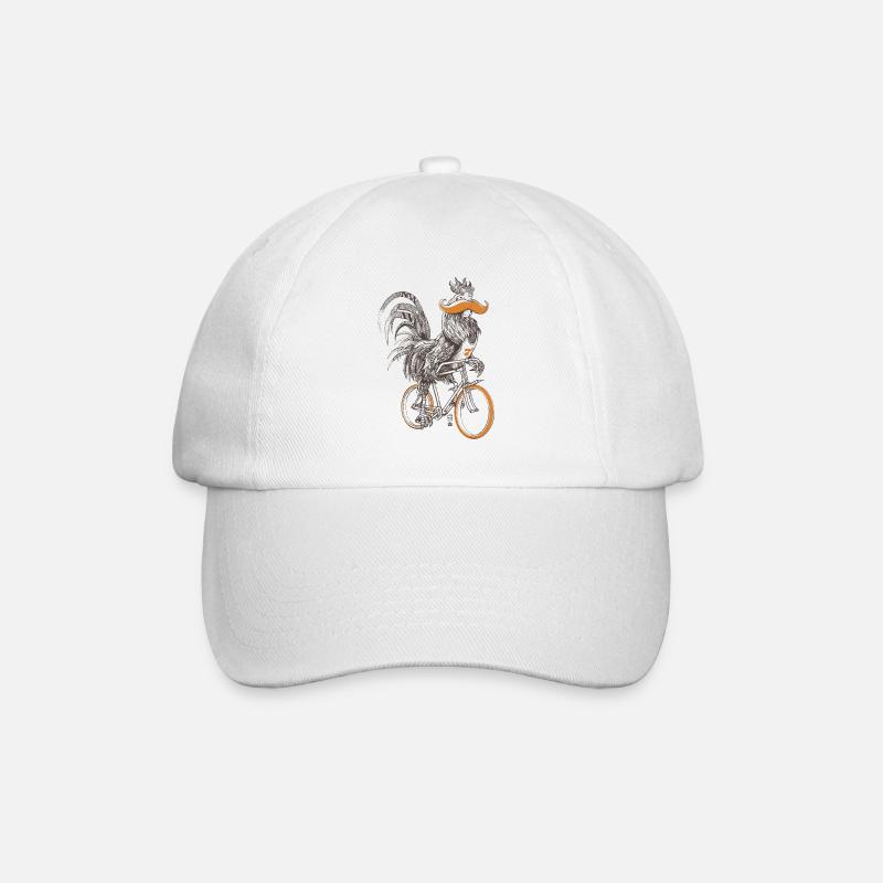 Rooster & Bicycles - Baseball Cap - white/white