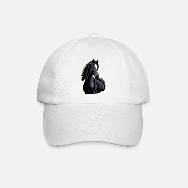 black horse silhouette - Baseball Cap - white/white