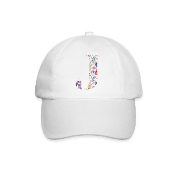 Personalisierter Blumenbrief j - Geschenkidee - Baseballkappe - Weiß/Weiß - Vorne