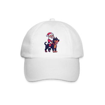 Doberman Dog Santa Claus Cartoon - Baseball Cap - white/white - Front