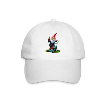 Lawn Mower Garden Gnome Gardener Gift Ideas - Baseball Cap - white/white - Front