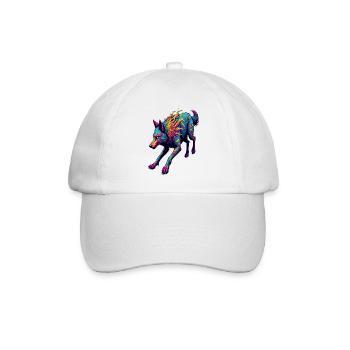 Loup courant psychédélique – Neon Fantasy Animal Art - Casquette classique - blanc/blanc - Devant