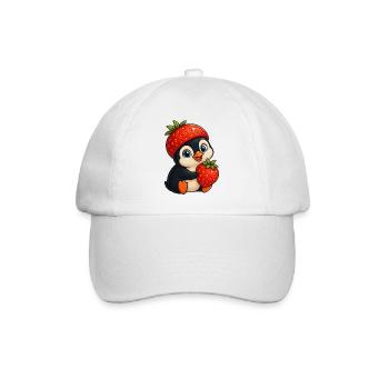 Süßer Pinguin mit Erdbeere fruchtig cartoon - Baseballkappe - Weiß/Weiß - Vorne