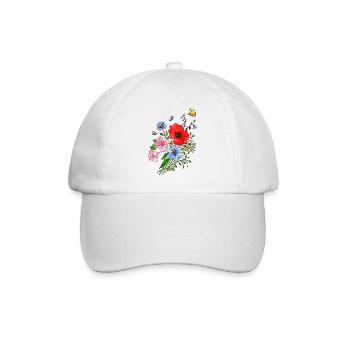Blumen - Baseballkappe - Weiß/Weiß - Vorne