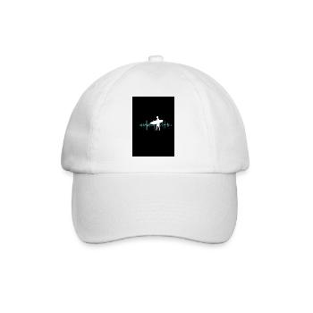 Silhouette de surfeur avec disposition des ondes sonores - Casquette classique - blanc/blanc - Devant