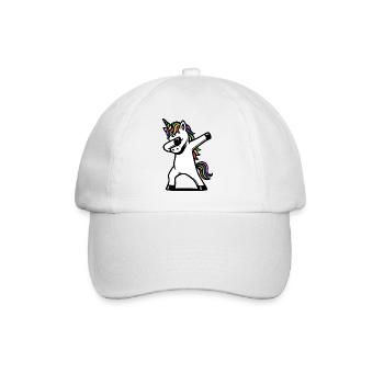 Einhorn dabbing - Regenbogen Farben - Geschenk - Baseballkappe - Weiß/Weiß - Vorne