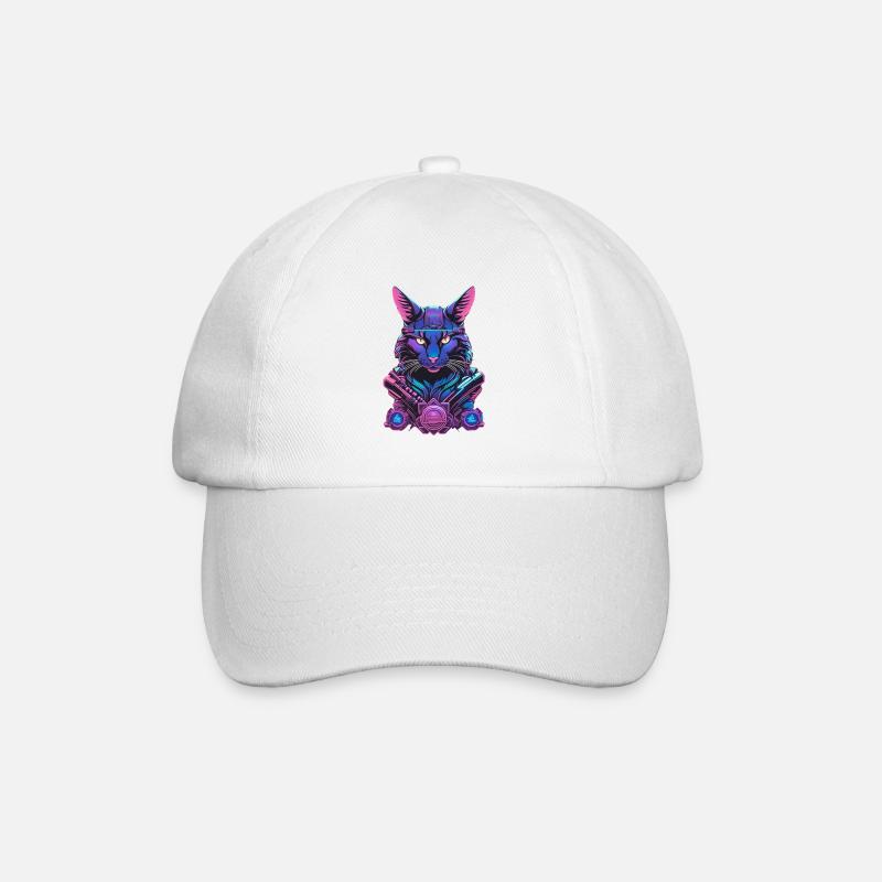 Cyberkatze mit futuristischem Design - Baseballkappe - Weiß/Weiß