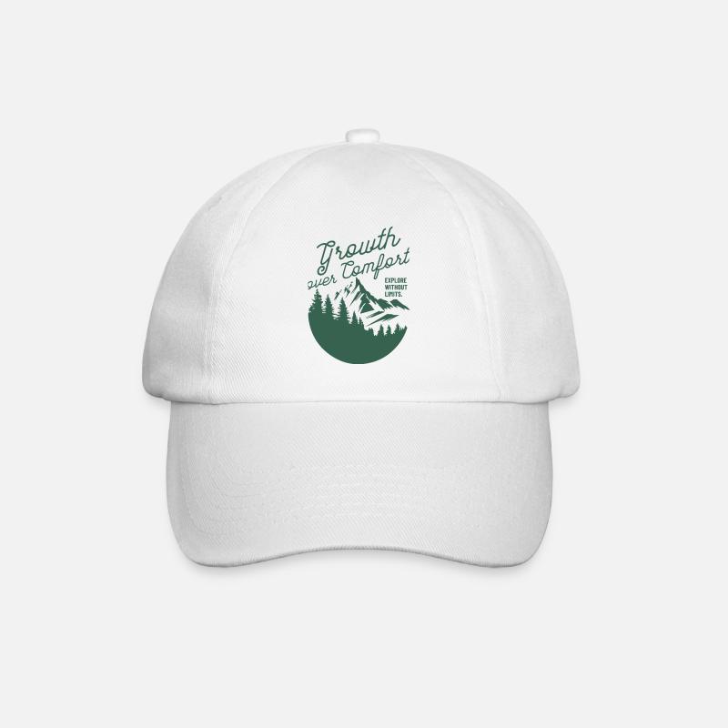 Growth Over Comfort Adventure Design - Baseball Cap - white/white