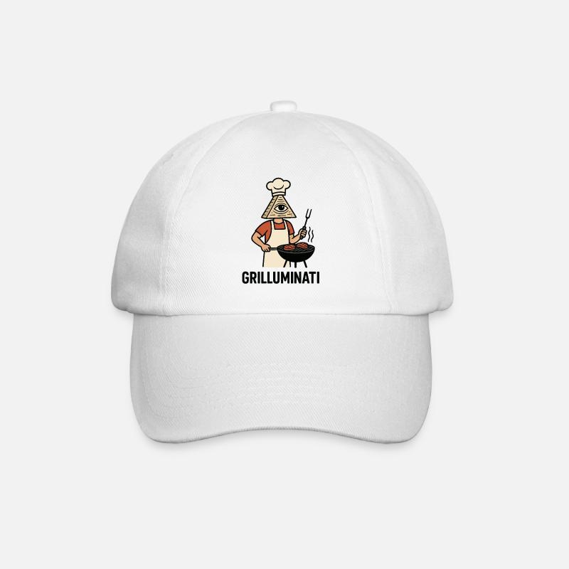 Grilluminati - die geheime Grillkunst - Baseballkappe - Weiß/Weiß