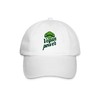 Vegan Power Brokkoli - Baseballkappe - Weiß/Weiß - Vorne