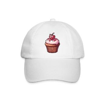 Retro Pixel Cupcake - Baseballkappe - Weiß/Weiß - Vorne