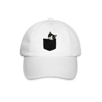 Cat Pocket jette un coup d’œil à un chat mignon dans la poche - Casquette classique - blanc/blanc - Devant