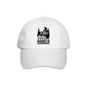 Hameln Stadt Rattenfänger Silhouette - Baseballkappe - Weiß/Weiß - Vorne