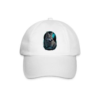 Mystischer Wolf bei Vollmond - Baseballkappe - Weiß/Weiß - Vorne