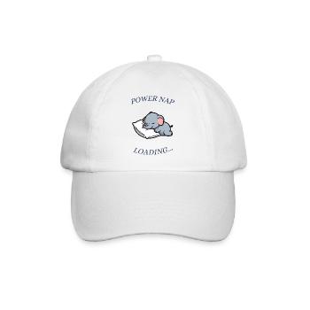 Schlafender Elefant - Baseballkappe - Weiß/Weiß - Vorne