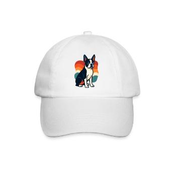 Buntes Boston Terrier Hundemotiv - Baseballkappe - Weiß/Weiß - Vorne