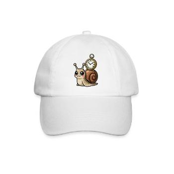 Schnecke mit Uhr auf Schale - Baseballkappe - Weiß/Weiß - Vorne