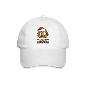 Festive Pretzel with Santa Hat and Christmas Light - Baseball Cap - white/white - Front