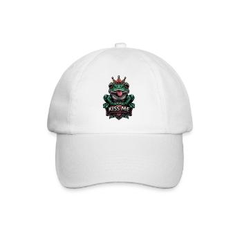 grenouille effrontée verte avec couronne et texte « Kiss me » - Casquette classique - blanc/blanc - Devant
