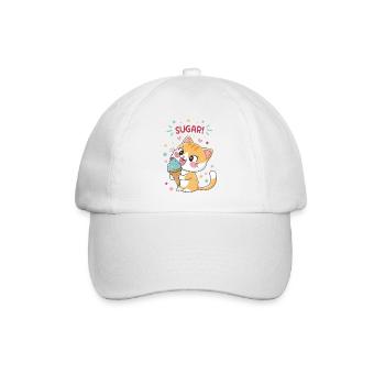 Chat gourmand cornet glace festif - Baseball Cap - white/white - Front
