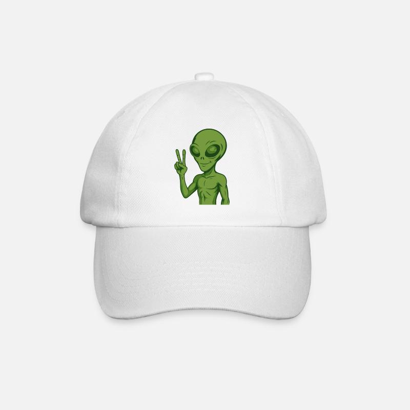 Alien Außerirdischer Frieden Peace - Baseballkappe - Weiß/Weiß