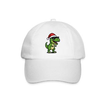 T-Rex Santa with sunglasses - Baseball Cap - white/white - Front