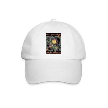 Spiel an, Monster: Gruseliges Gamer-Design - Baseballkappe - Weiß/Weiß - Vorne