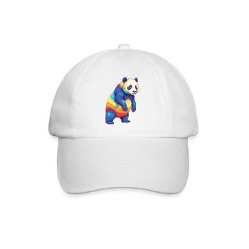 Buntes Panda-Regenbogen-Pop-Art-Aquarell - Baseballkappe - Weiß/Weiß - Vorne