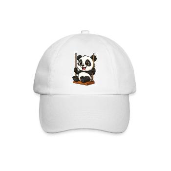 Panda mignon sur la cour de jeux de jeux animés en balançoire - Casquette classique - blanc/blanc - Devant