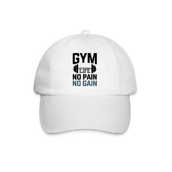 Fitnessmotivation – Fitnessstudio-Leben ohne Schmerz, kein Gewinn - Baseballkappe - Weiß/Weiß - Vorne