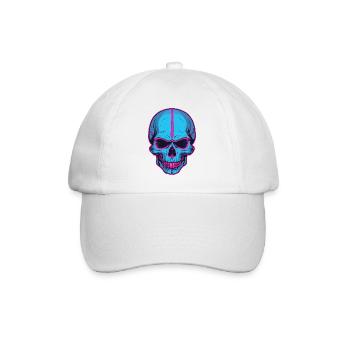 Neon Skull Blaue Schädelflair - Baseballkappe - Weiß/Weiß - Vorne