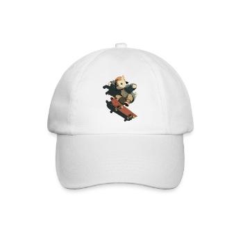 Skateboarding Cat Streetwear - Baseball Cap - white/white - Front