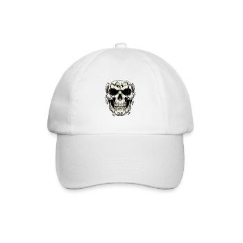Splitternder Schädel – Gothic Grafik - Baseballkappe - Weiß/Weiß - Vorne